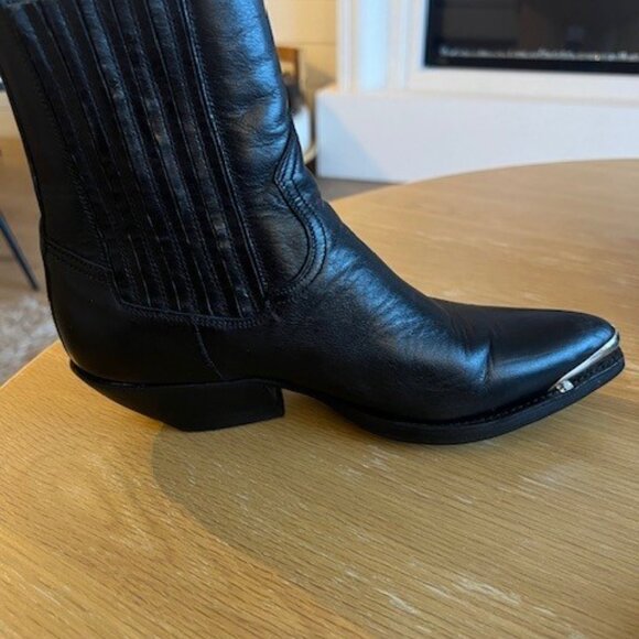 Celine Berlin 80 Cowboy Boots Black Leather Size 7 Pointed Toe Ankle Boots - Picture 16 of 16